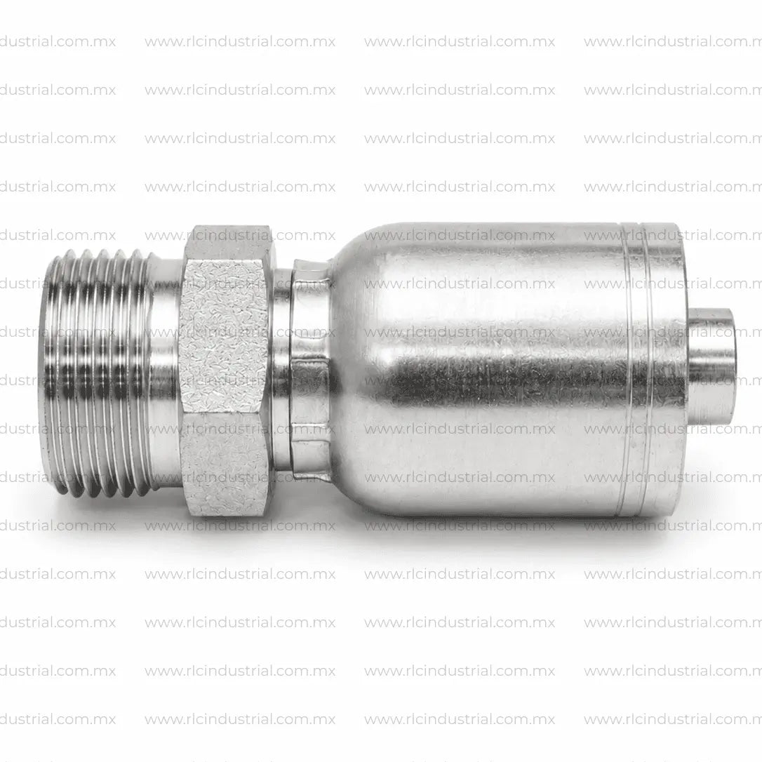 Conector DIN Métrico L 24° 16 mm Macho x 1/4" - Recto 1 Pieza SAE 100R1/R2 RLC