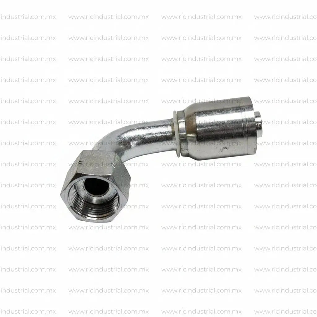 Conector ORFS ROSCA Hembra 1/4" x Manguera 1/4" - Codo 90° 1 Pieza SAE 100R1/R2 RLC
