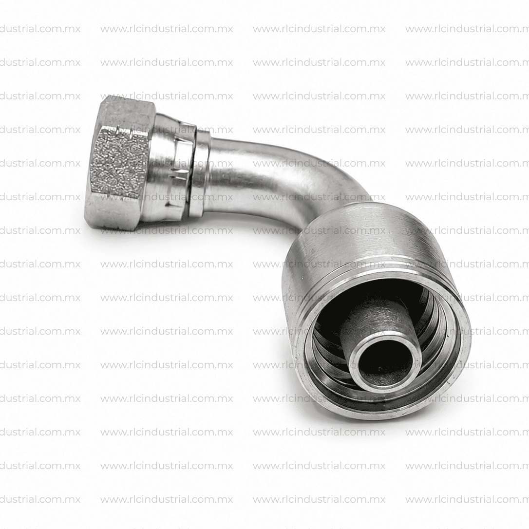 Conector JIC 37° 1/4" Hembra 7/16"-20 x 1/4" - Codo 90° 1 Pieza SAE 100R1/R2
