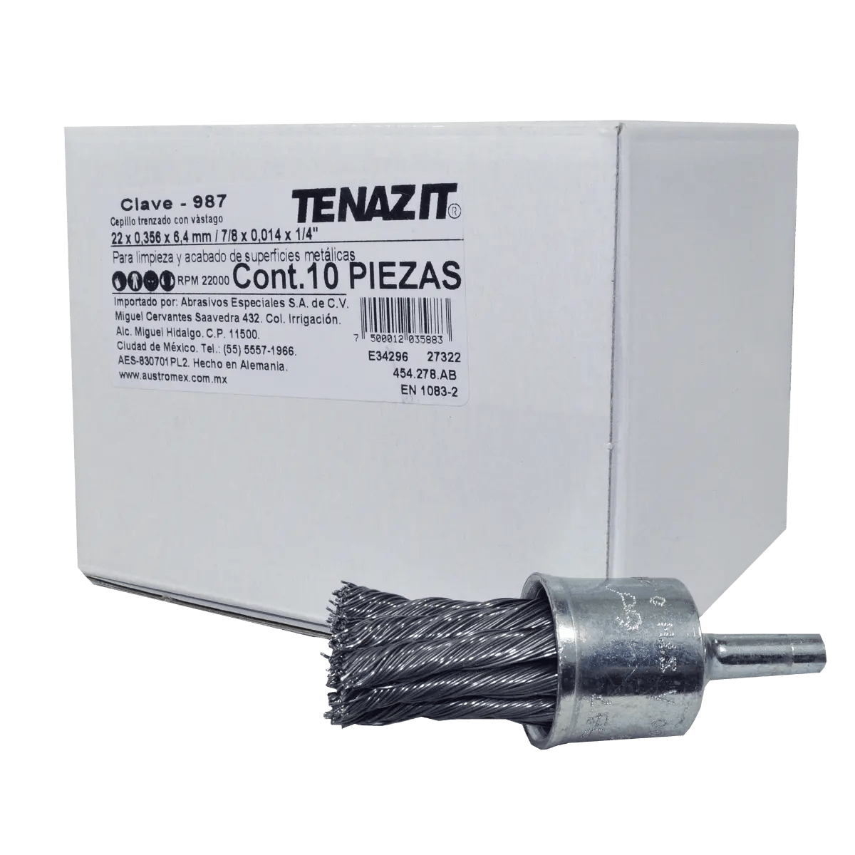 Cepillo trenzado con v stago de 22 x 0.356 x 6.4 mm para limpieza de superficies met licas y remoci¢n de soldadura, ¢xido, pintura, barniz, pl stico y cualquier imperfecci¢n Pro Weld Industrial