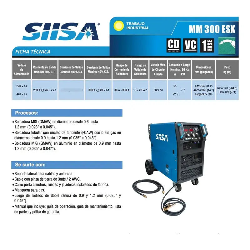 Soldadora Mig Infra Mm 300 Esx 220/440v Con Antorcha Azul INFRA