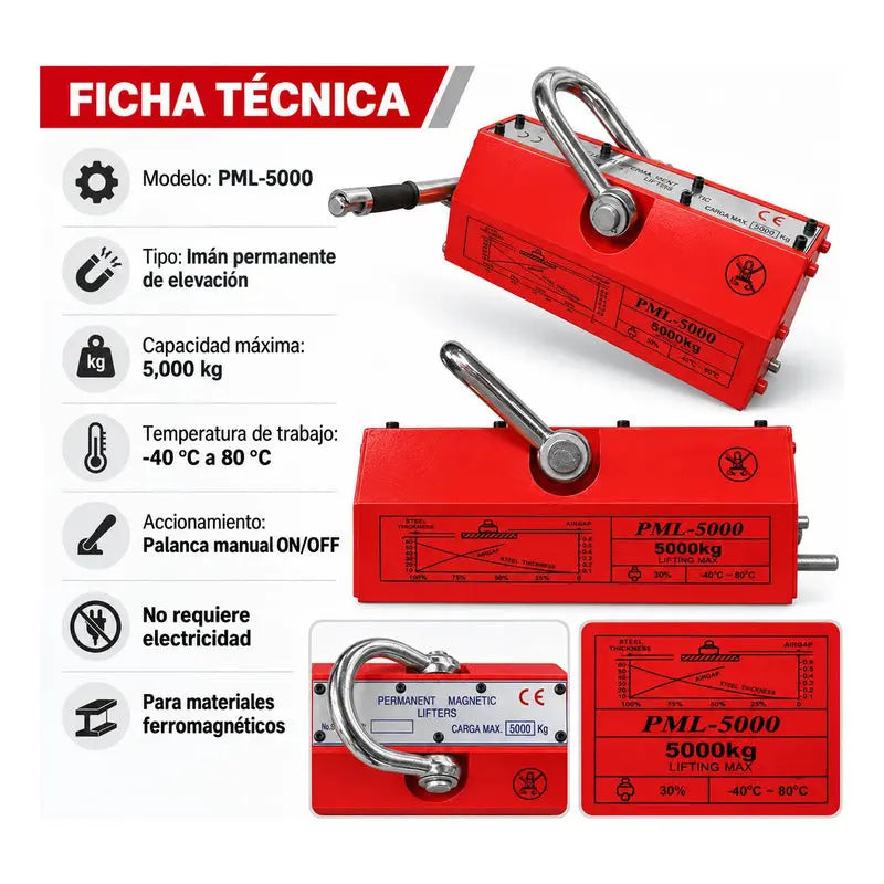 Imán Elevador Industrial Magnético Neodimio 5000 Kg RLC