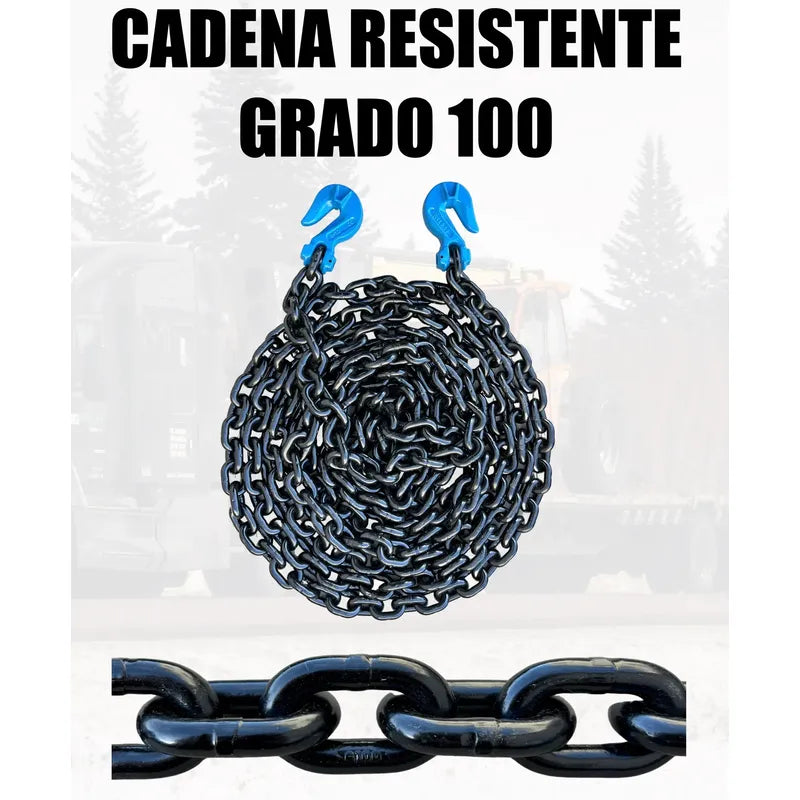 Cadena Con Ganchos 5/8 X 20 Pies Grado 100, Cap. 10 Ton Negro