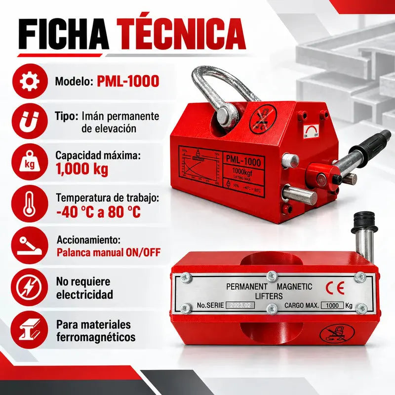 Imán Elevador Industrial Magnético Neodimio 1000 Kg RLC