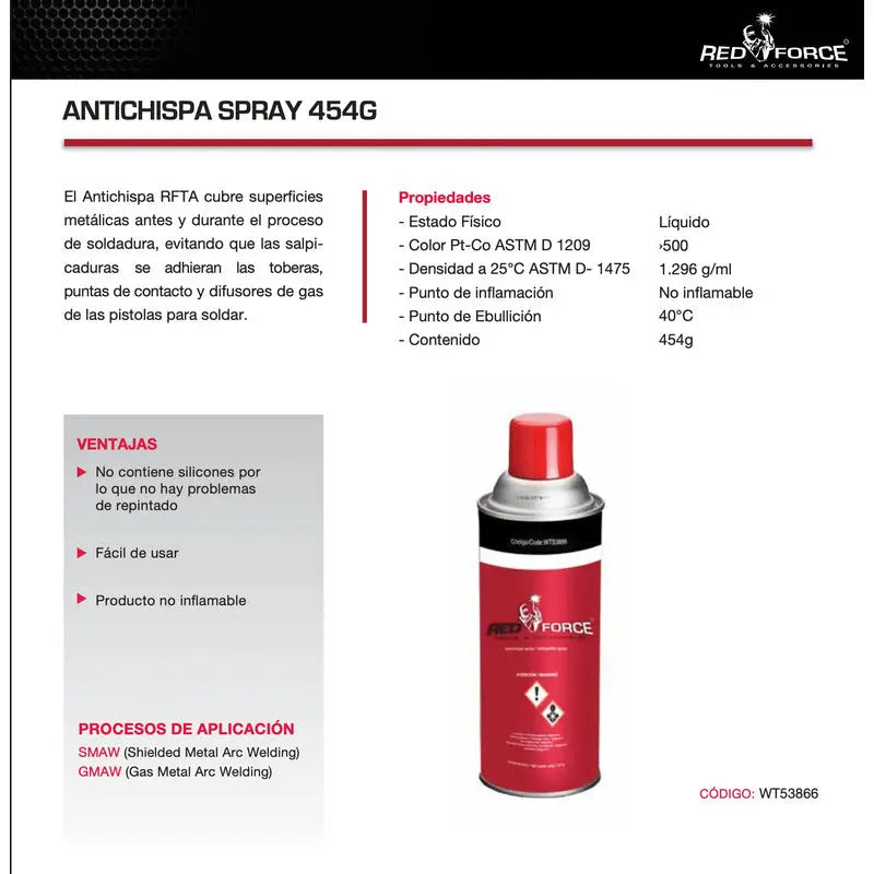 Spray Antichispa Para Soldadura Red Force Wt53866. 12 Piezas Rojo RED FORCE