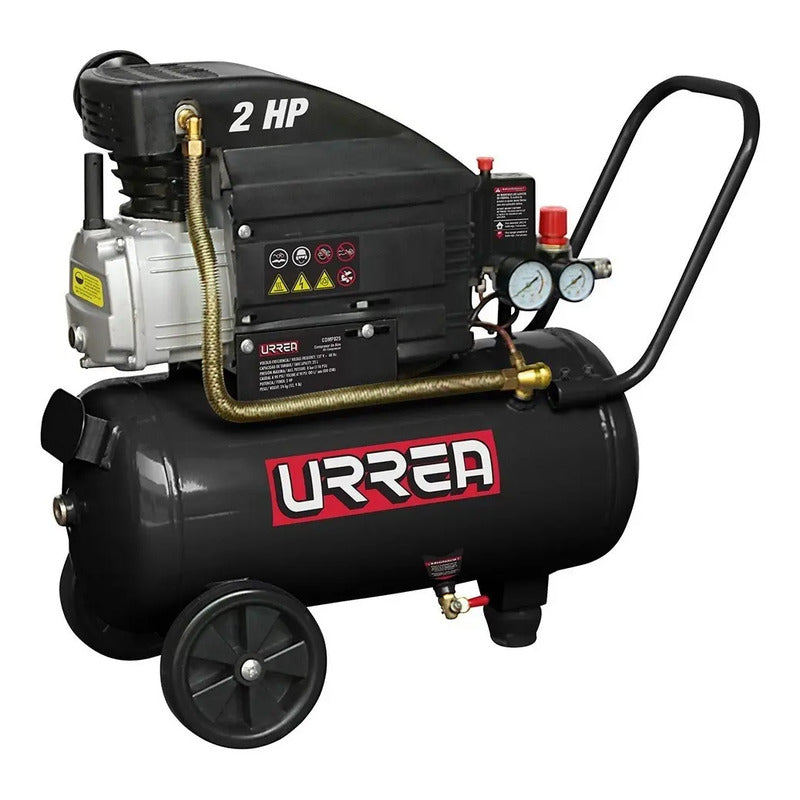 Compresora Industrial Urrea 2hp 25 Litros Con Manometro Fase Eléctrica Monofásica Frecuencia 60 Hz Negro