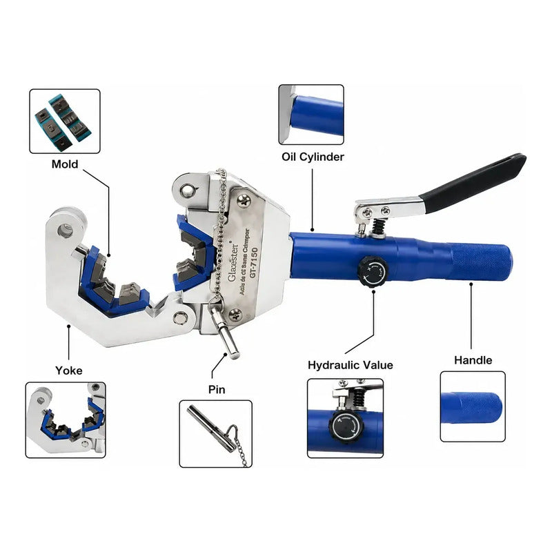 Crimpadora P/manguera Aire Acondicionado Manual 1/4 -3/4 Azul Marino