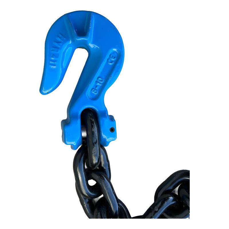 Cadena Negra Con Ganchos Azules 5/16 X 20 Pies Grado 100 Negro