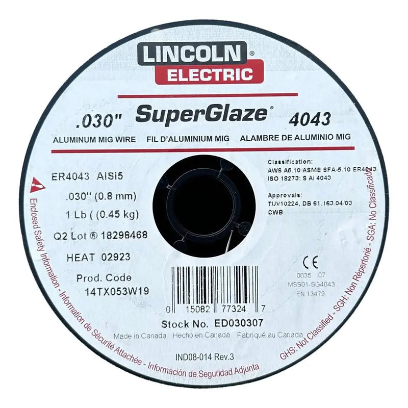Micro Alambre Aluminio 4043 Lincoln .030 1 Lb/0.454 Kg. LINCOLN ELECTRIC