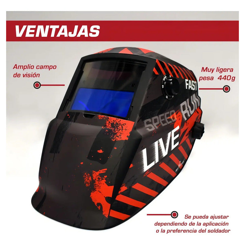 Careta Electrónica Lincoln Electric Red Force Pits Color Rojo