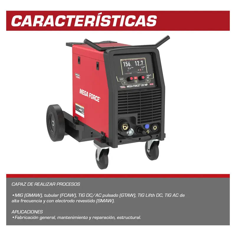 Maquina Para Soldar Multiprocesos Mega Force 257 Mp 220v Rojo LINCOLN ELECTRIC
