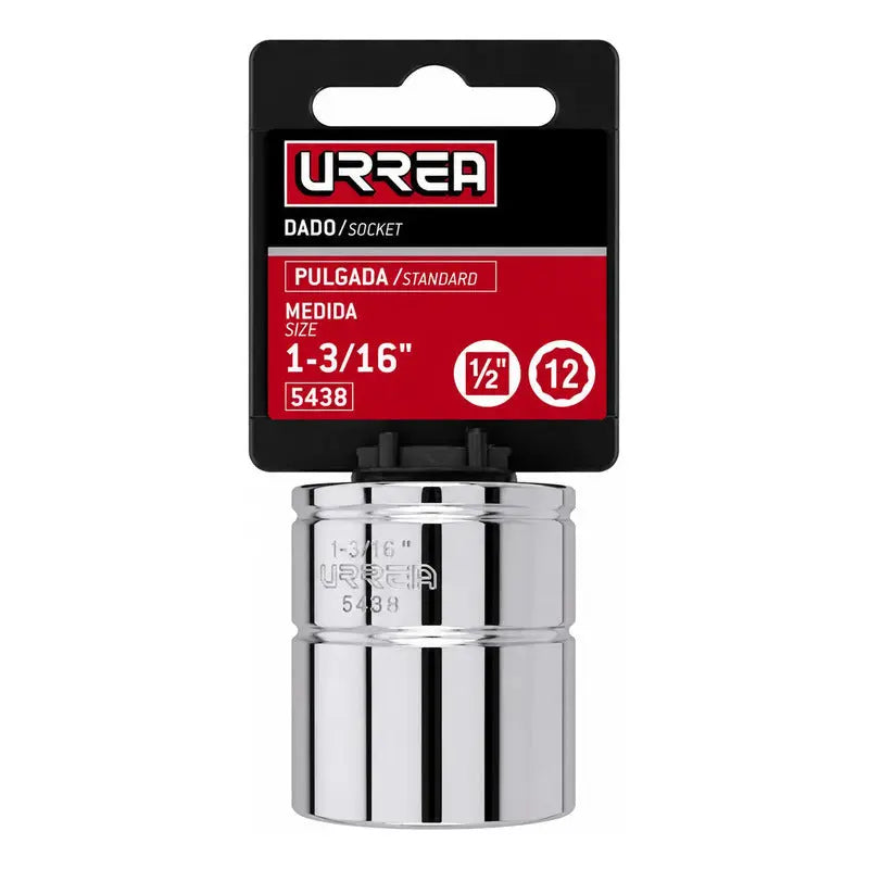 Dado Cuadro De 1/2 , 12 Puntas, En Pulgadas, 1-3/16 Plateado URREA