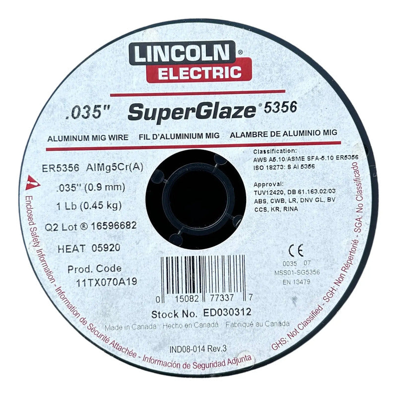 Micro Alambre Aluminio 5356 Lincoln .035 1 Lb/0.454 Kg. LINCOLN ELECTRIC