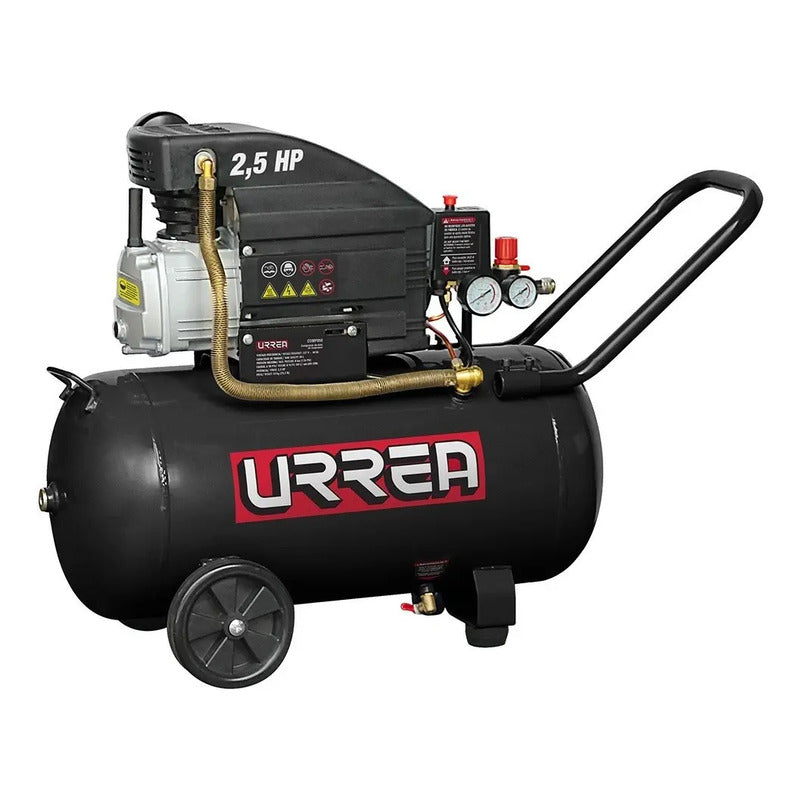 Compresora Uso Continuo 2.5hp 50 Litros Con Manometro Urrea Color Negro Frecuencia 60 Hz Monofásica
