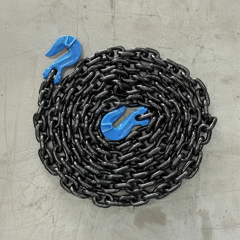 Cadena Negra Con Ganchos 1/2 X 20 Pies Grado 100 Cap. 6.7t Negro