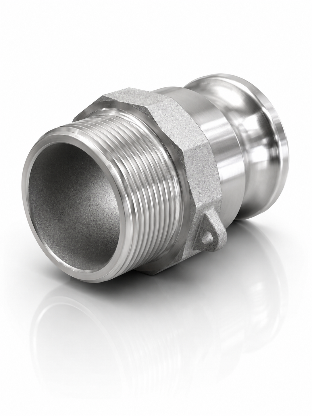 Conector Camlock Tipo F G400-F-AL macho de 4" x rosca macho NPT de 4"