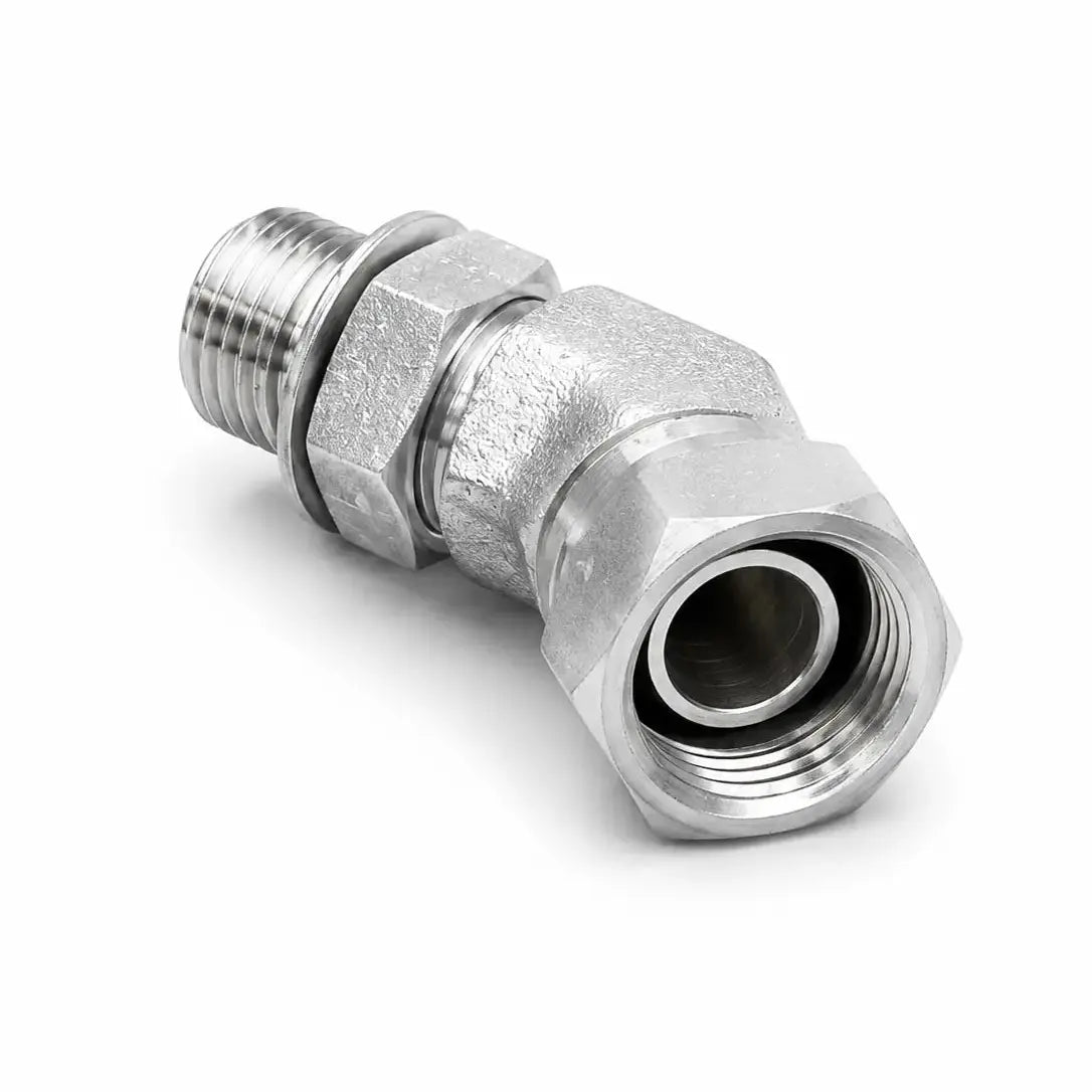 Adaptador Codo 45° ORB O-Ring Macho 3/8" a NPSM 3/8" Hidraulico RLC