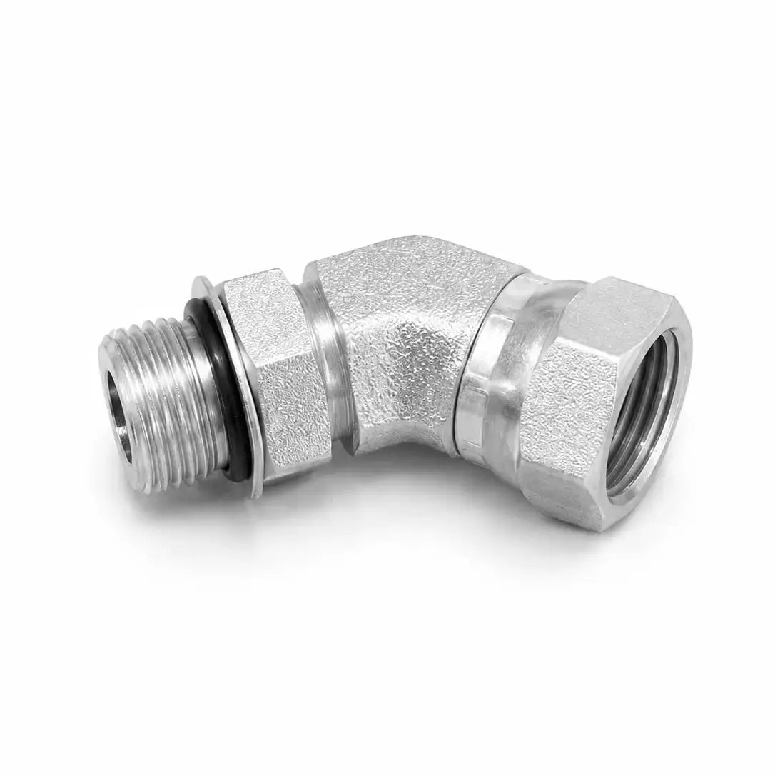Adaptador Codo 45° ORB O-Ring Macho 3/8" a NPSM 3/8" Hidraulico RLC