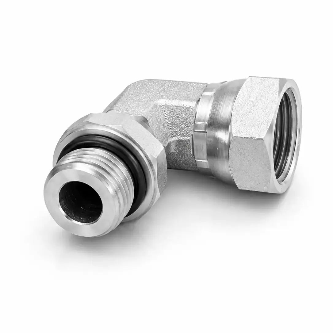 Adaptador Codo 90° ORB O-Ring Macho 3/8" a NPSM 1/4" Hidraulico RLC