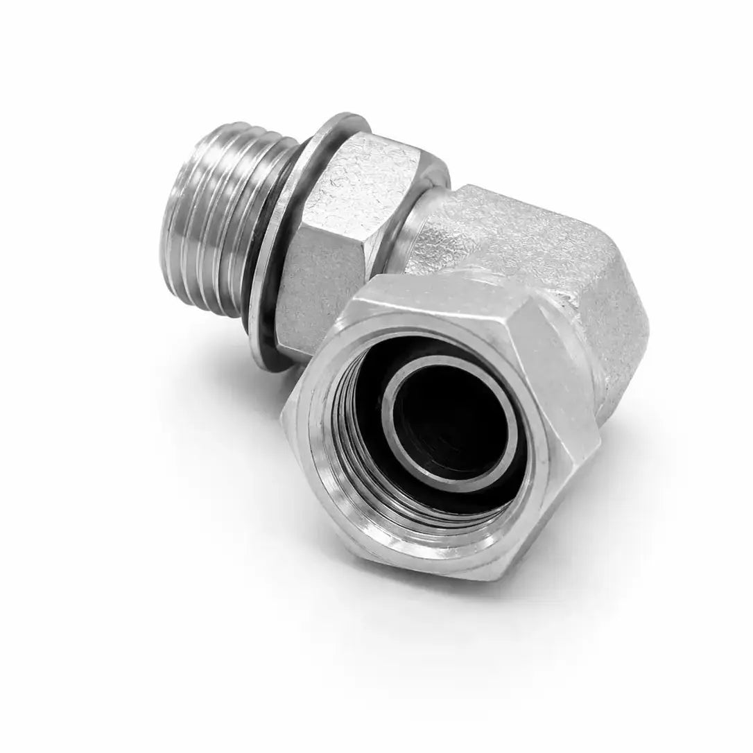 Adaptador Codo 90° ORB O-Ring Macho 1/4" a NPSM 3/8" Hidraulico RLC