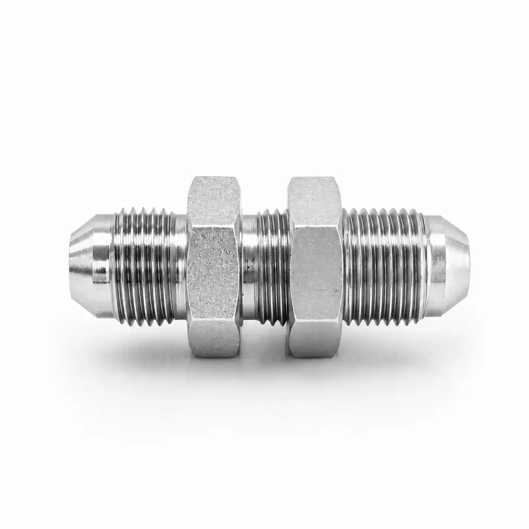 Adaptador Pasamuros JIC 37° Macho 3/8" x 3/8" Bulkhead Hidraulico RLC