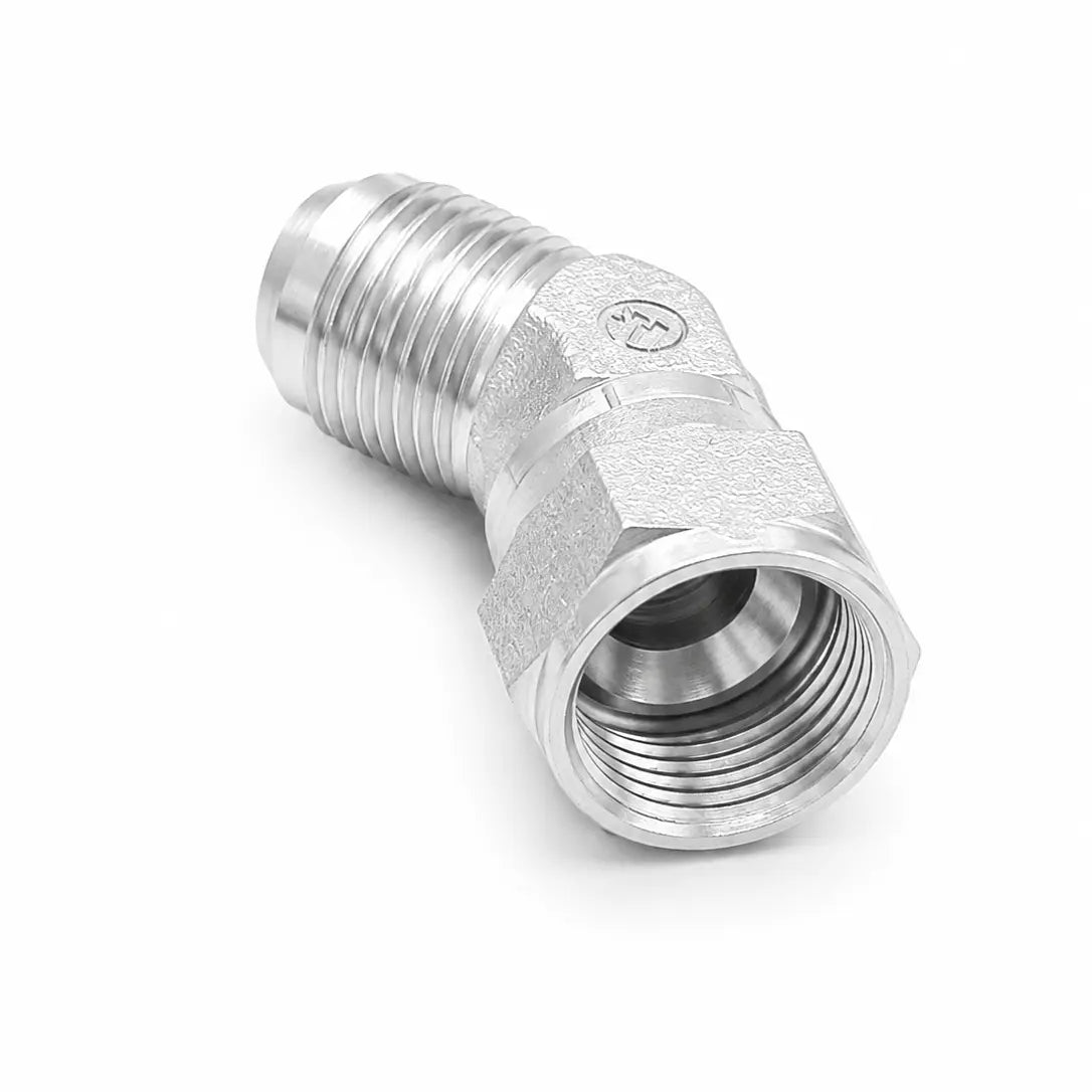 Adaptador Codo 45° JIC 37° Macho 1/4" x Hembra 1/4" Hidraulico RLC