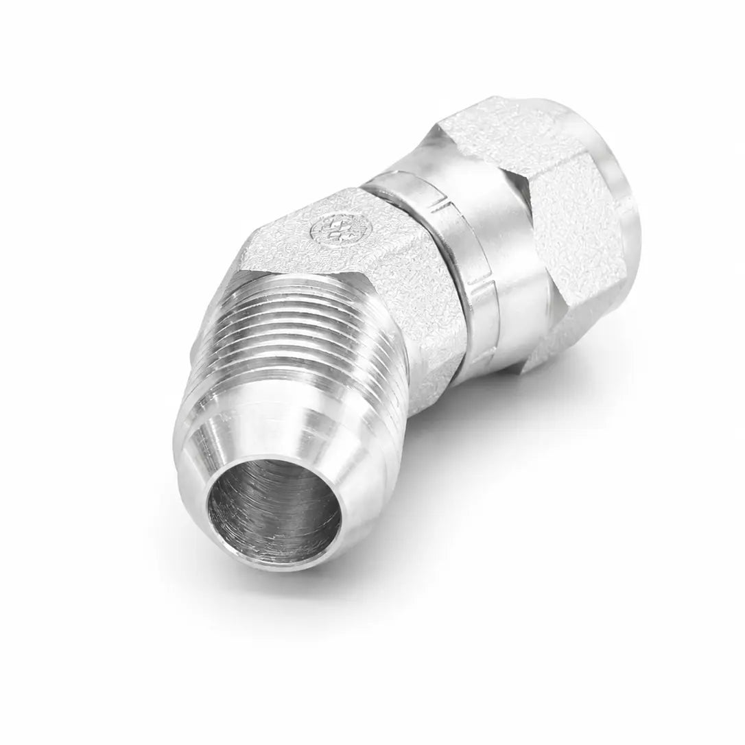 Adaptador Codo 45° JIC 37° Macho 1/4" x Hembra 1/4" Hidraulico RLC