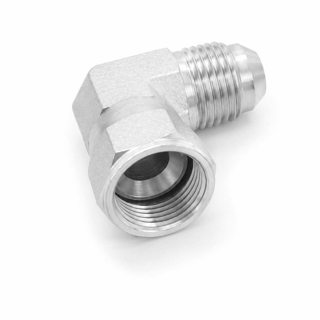 Adaptador Codo 90° JIC 37° Macho 3/4" x Hembra 3/4" Hidraulico