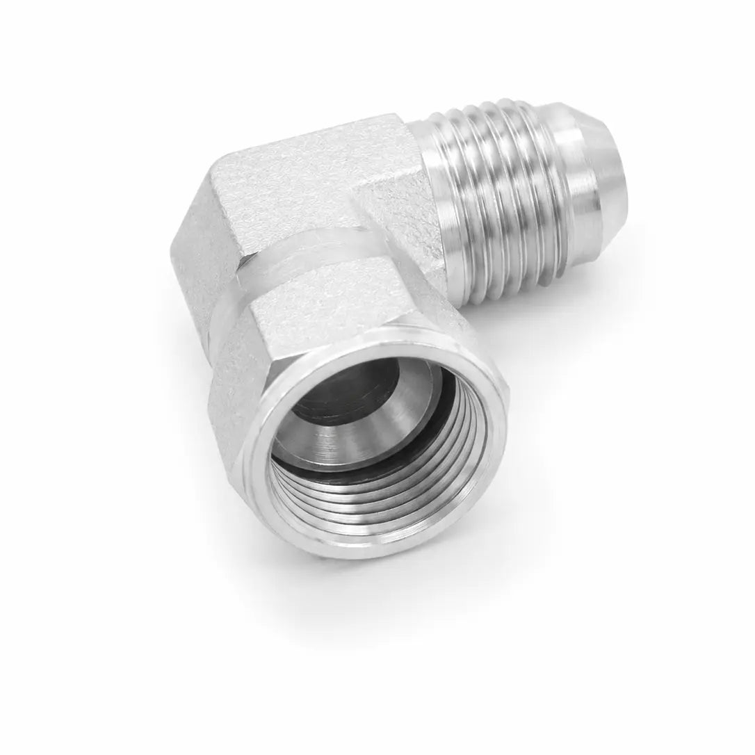 Adaptador Codo 90° JIC 37° Macho 1/2" x Hembra 1/2" Hidraulico RLC