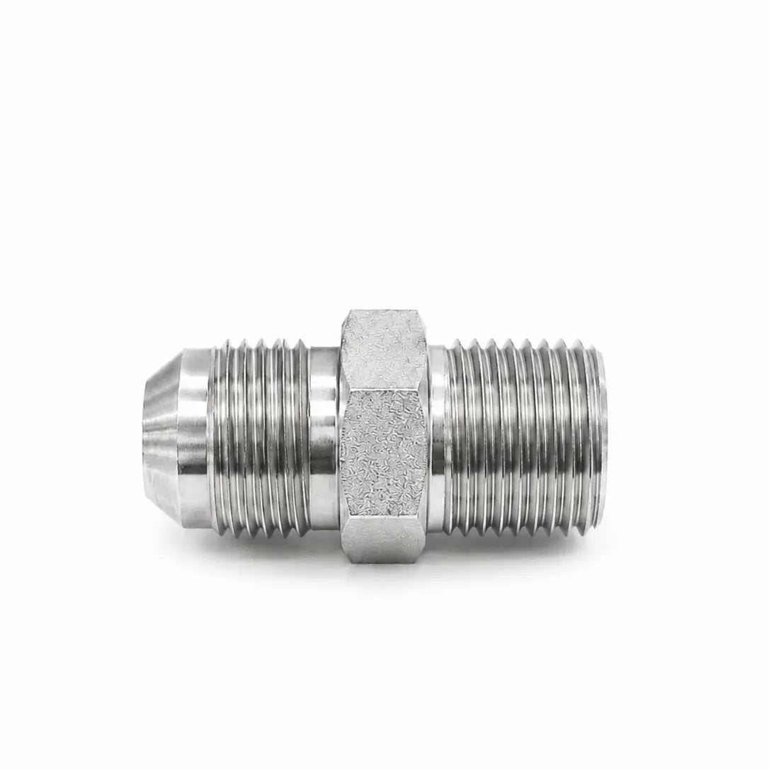 Adaptador Recto JIC 37° Macho 1/4" a NPT Macho 1/8" Hidraulico RLC