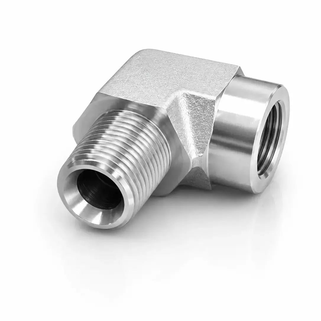 Adaptador Codo 90° Reductor NPT Macho 1/8" x NPSM Hembra 1/8" Hidraulico RLC