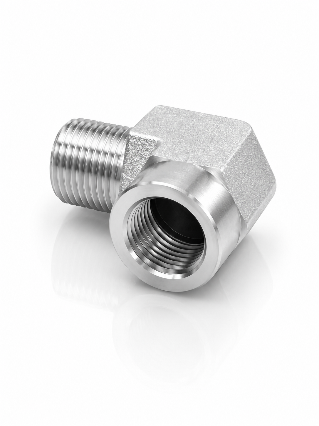 Adaptador Codo 90° Reductor NPT Macho 1/8" x NPT Hembra 1/8" Hidraulico