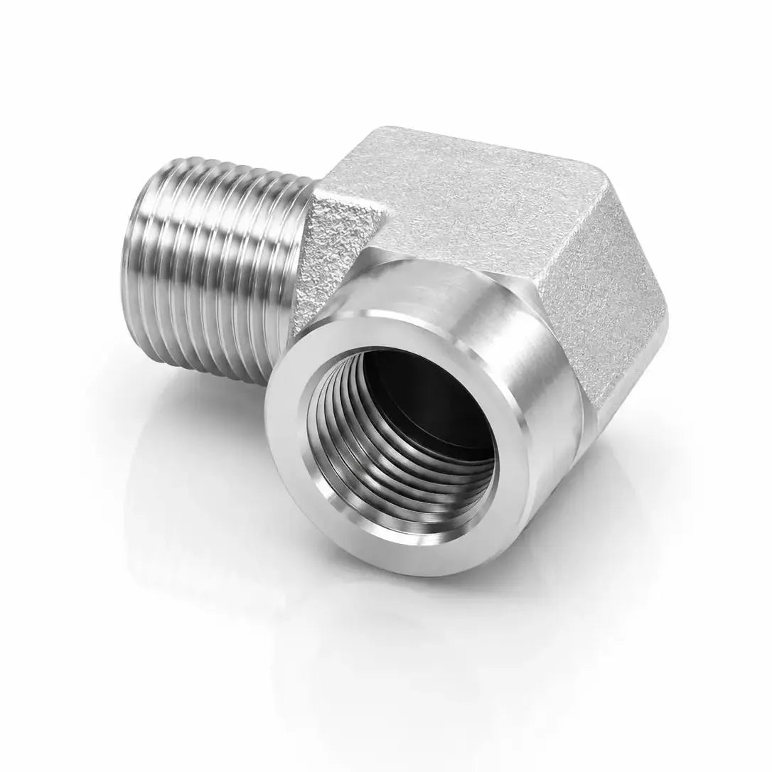 Adaptador Codo 90° Reductor NPT Macho 1/8" x NPSM Hembra 1/8" Hidraulico RLC