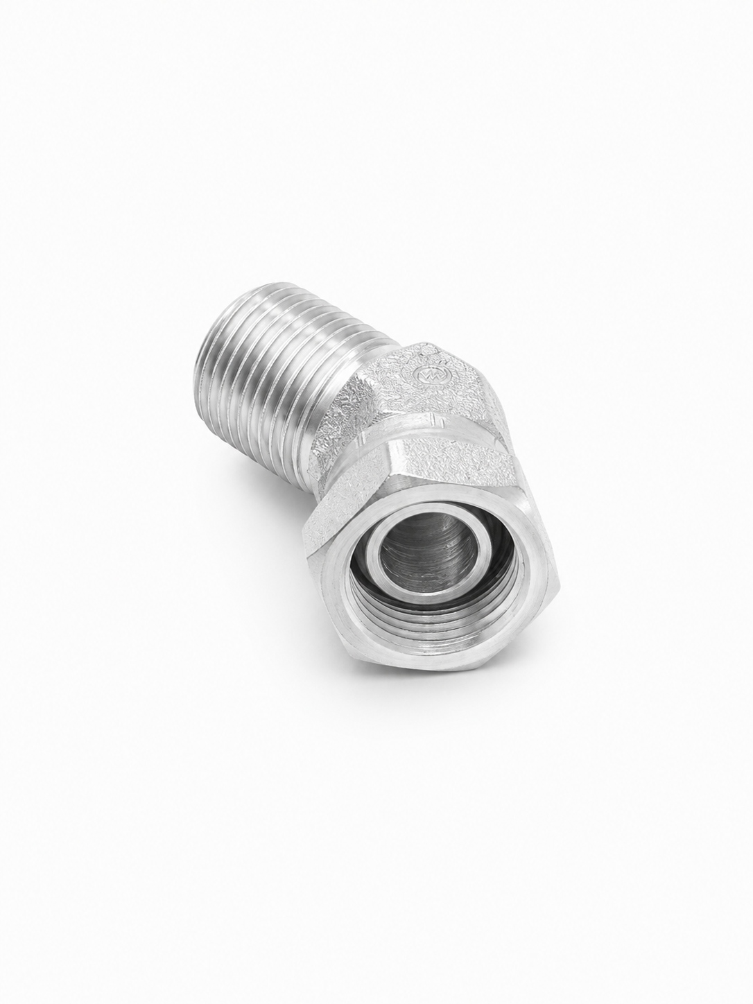 Codo 45° NPT Macho 1/2" x NPSM Hembra Giratoria 1/2" Hidraulico