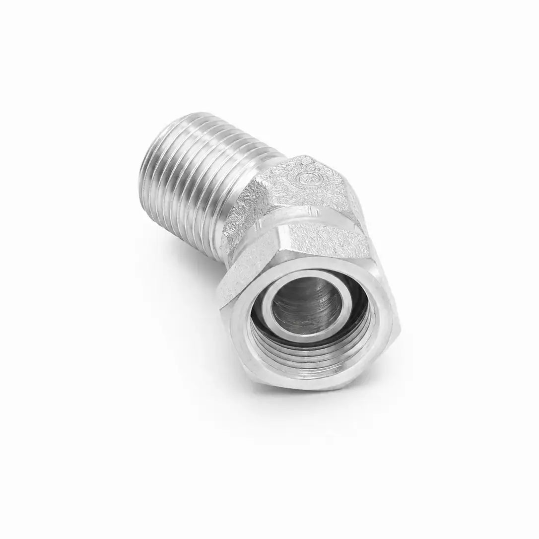 Codo 45° NPT Macho 1/4" x NPSM Hembra Giratoria 1/4" Hidráulico RLC