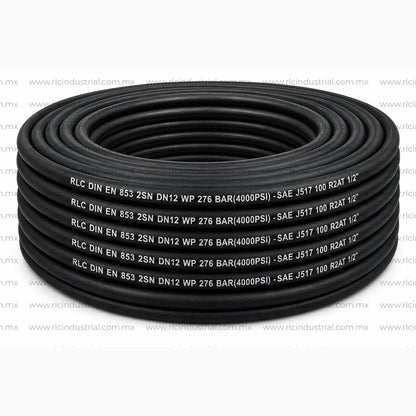 Manguera Hidráulica (08) 1/2" SAE 100 R2AT / EN 853 2SN Alta Presión 4000 PSI 2 Mallas RLC RLC