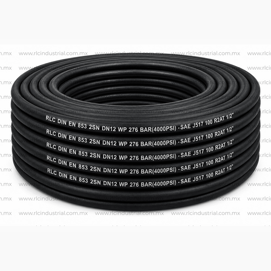 Manguera Hidráulica (08) 1/2" SAE 100 R2AT / EN 853 2SN Alta Presión 4000 PSI 2 Mallas RLC