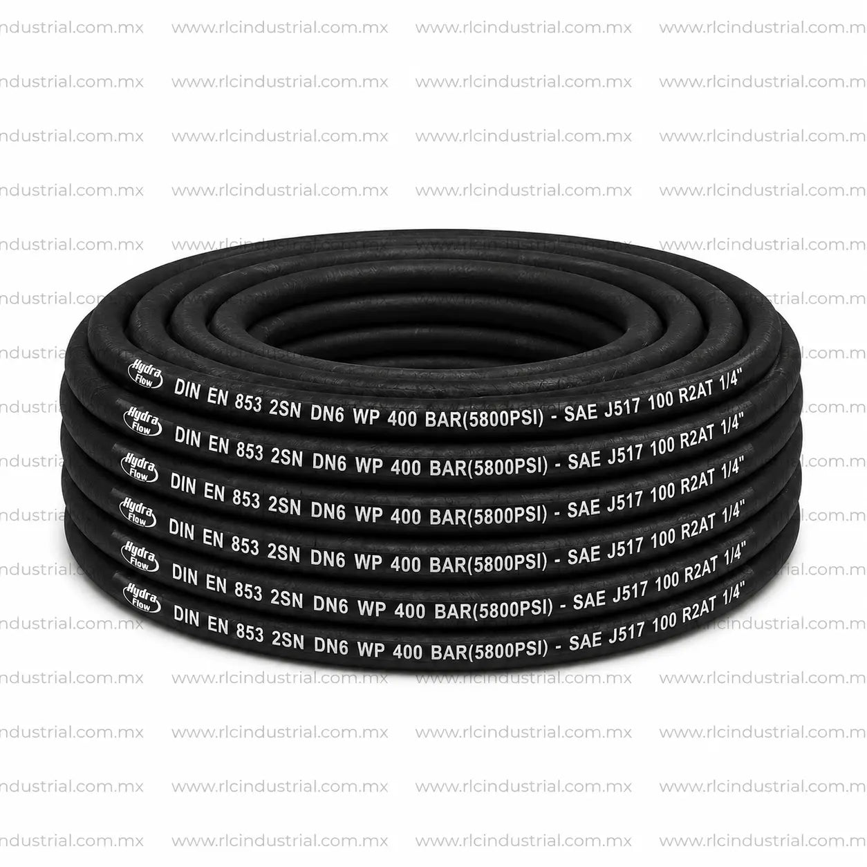 Manguera Hidráulica (04) 1/4" SAE 100 R2AT / EN 853 2SN Alta Presión 5800 PSI 2 Mallas HYDRA FLOW RLC
