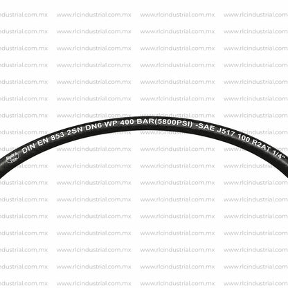 Manguera Hidráulica (04) 1/4" SAE 100 R2AT / EN 853 2SN Alta Presión 5800 PSI 2 Mallas HYDRA FLOW RLC