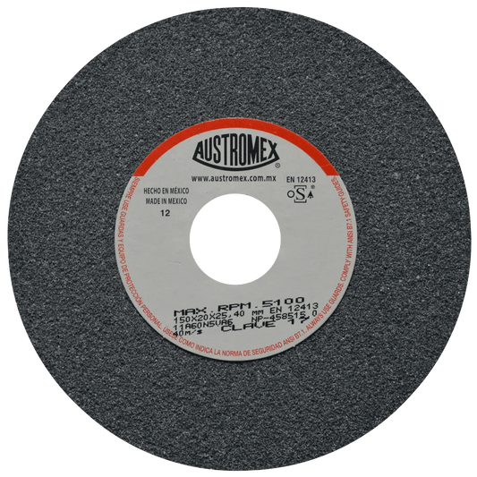 Rueda Abrasiva para esmerilar todo tipo de acero, hierro forjado de 150 x 20 x 25.40 mm Pro Weld Industrial