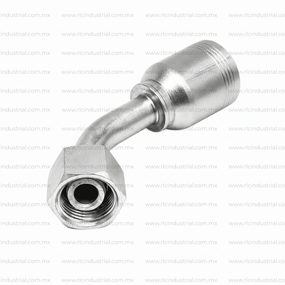 Conector DIN Métrico L 24° 30 mm Hembra x 3/4" - Codo 45° 1 Pieza SAE 100R1/R2