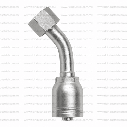 Conector DIN Métrico L 24° 30 mm Hembra x 3/4" - Codo 45° 1 Pieza SAE 100R1/R2