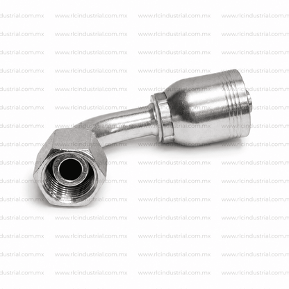 Conector DIN Métrico L 24° 16 mm Hembra x 3/8" - Codo 90° 1 Pieza SAE 100R1/R2