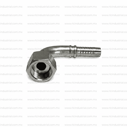 Conector ORFS Cara Plana Hembra 3/8" x 3/8" Codo 90° – Tipo 2 Piezas Sin Férula SAE 100R1/R2