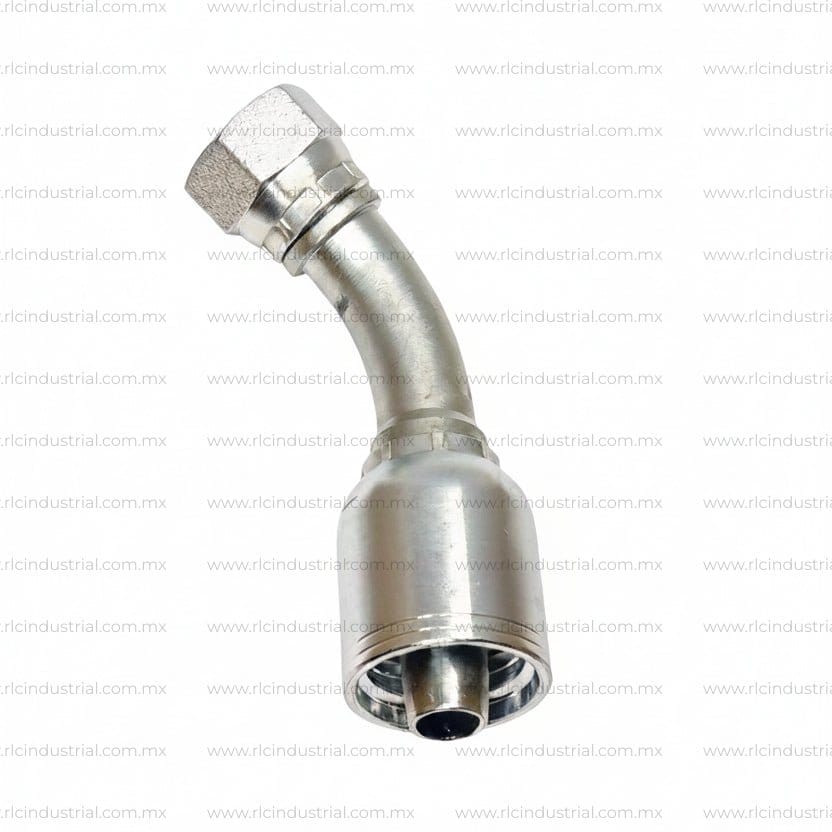 Conector JIC 37° 1/2" Hembra 3/4"-16 x 3/8" - Codo 45° 1 Pieza SAE 100R1/R2