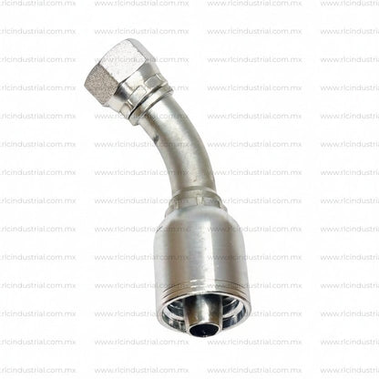 Conector JIC 37° 1/2" Hembra 3/4"-16 x 3/8" - Codo 45° 1 Pieza SAE 100R1/R2