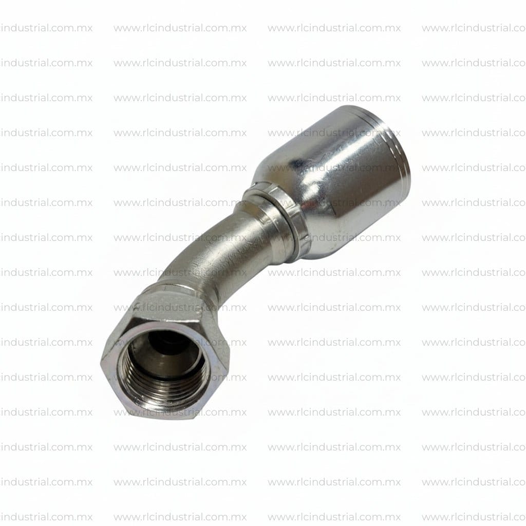 Conector JIC 37° 1/2" Hembra 3/4"-16 x 3/8" - Codo 45° 1 Pieza SAE 100R1/R2