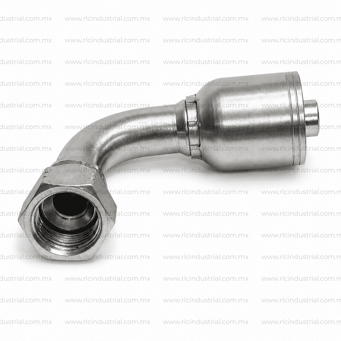 Conector JIC 37° 1/2" Hembra 3/4"-16 x 3/8" - Codo 90° 1 Pieza SAE 100R1/R2