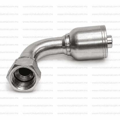 Conector JIC 37° 1/2" Hembra 3/4"-16 x 3/8" - Codo 90° 1 Pieza SAE 100R1/R2