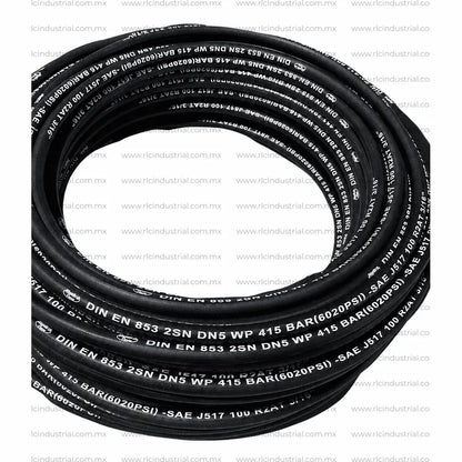 Manguera Hidráulica (03) 3/16" SAE 100 R2 AT 2SN 5800 Psi. Cubierta Lisa - 2 Mallas HYDRA FLOW RLC
